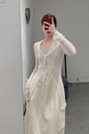 SWAYING/KNIT Knitted Panel Skirt SW22SSL53 Beige/White PS48